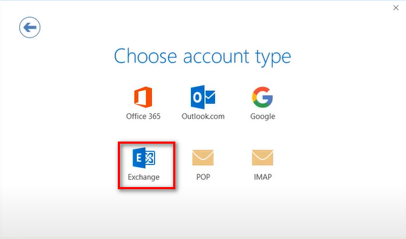 Chọn giao thức Microsoft Exchange trên Outlook.