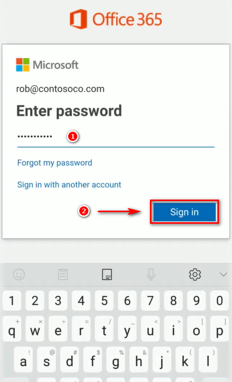 Nhập mật khẩu tài khoản Mail Microsoft Office 365 trên Outlook (IOS).