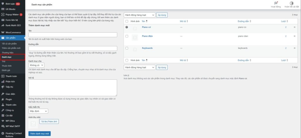Quản lý Danh mục sản phẩm